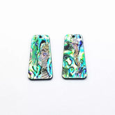 19×37 mm Grey/Black Trapezoid Abalone Shell, One-Hole Sew-On Shell on Acrylic Gem (Sold in Pairs)